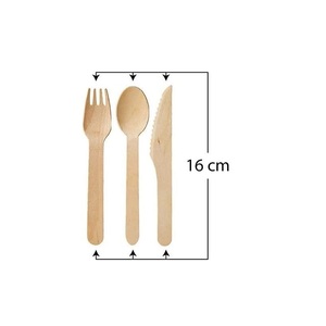 Ensemble de couverts en bois de bouleau, fourchette, couteau, cuillère avec serviette, emballé dans du papier brun BIS, 500 pièces, ustensiles jetables - Product Image 2