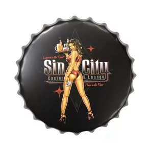Motif d'impression personnalisé en gros petite taille Route bouchon de bouteille de bière enseignes en métal - Product Image 3