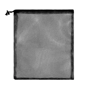 Sac en maille de Polyester à cordon de serrage noir, taille personnalisée 25x30cm pour l'emballage et le stockage de vêtements, jouets et fruits
