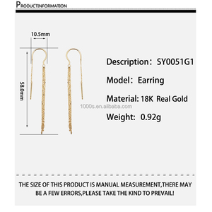 Pendientes de aros colgantes de oro de 18K para mujer, novedad, 1000 - Product Image 6