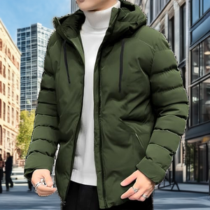 New Men's Hooded Loose Ripped Hole Denim Varsity Jacket Turn-down Collar <b>Button</b> Pocket Casual Clothing Young Winter Plain Dyed - Product Image 2