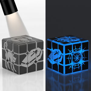 Cube de vitesse 3x3 lumineux à motif Halloween qui brille dans le noir, avec trous, cube de <span class=keywords><strong>puzzle</strong></span> magique lumineux, jeu de réflexion, jouet, peinture UV pour enfants - Product Image 2
