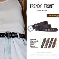 Sabuk Kulit Pria Sabuk Koboi Barat Sabuk Pria Vintage Amerika Buatan Tangan Dekoratif Retro Koboi Rodeo Aksesori Fashion Denim