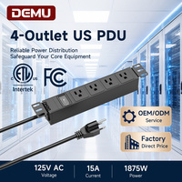 Barre de distribution d'alimentation US PDU à 4 prises, norme américaine, avec disjoncteur de surcharge 15A 1875W, en aluminium, pour montage en rack
