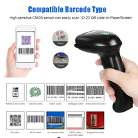 Escáner de Código de Barras 2D Resistente con Bluetooth en Existencia, Compatible con Escaneo de Pantalla, Lector de Códigos QR Inalámbrico con Tiempo de Espera Súper Largo de 2600 mAh