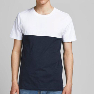 Camiseta de Hombre de Manga Corta con Bloques de Color, Cuello Redondo, Corte Regular, Diseño Sólido de Punto Informal - Product Image 2
