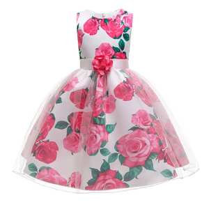 Robe <span class=keywords><strong>de</strong></span> soirée élégante pour bébé fille, à fleurs, à col rond, imprimée, en coton, pour banquet, robe <span class=keywords><strong>de</strong></span> bal pour <span class=keywords><strong>enfants</strong></span> - Product Image 2