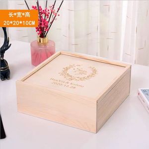 Solid <b>Wood</b> Wedding Favor <b>Box</b> <b>Square</b> Pine Handmade With Engraving For Gift Storage - Product Image 3