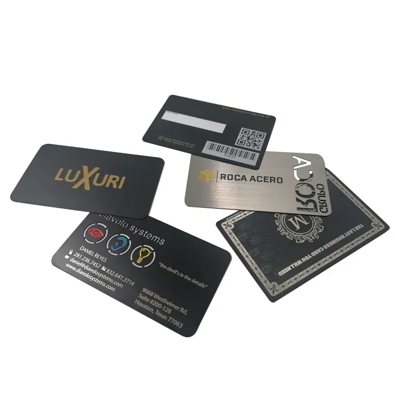 Fabricantes personalizados metal fosco preto oco metal escovado cartão cartão de aço inoxidável