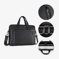 Porte-documents en cuir PU grain litchi pour homme, avec quincaillerie métallique raffinée, idéal pour les négociations d'affaires formelles