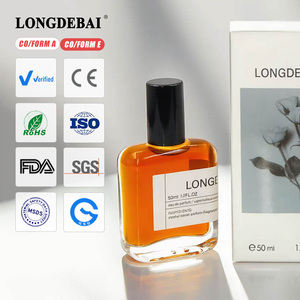 Botella de Perfume de Vidrio Transparente de 50 ml, Económica, con Pulverizador, Tapa Metálica Negra - Product Image 1