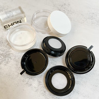 En Stock, emballage en plastique rond Transparent, boîtier en poudre Transparent avec couche