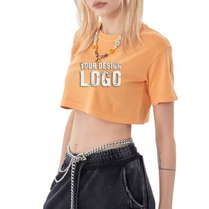 Street Casual <b>Yoga</b> Sport Loose Breathable Short Women's T Shirt Customized Logo Solid Color Sexy Cropped Spice Girl T Shirts - Product Image 1