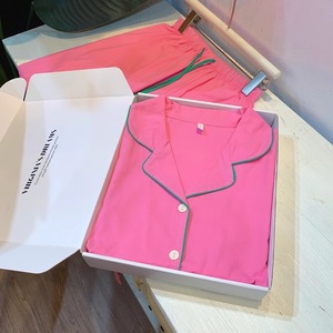 <span class=keywords><strong>Pigiama</strong></span> di <span class=keywords><strong>cotone</strong></span> 100% da <span class=keywords><strong>donna</strong></span> lungo morbido con elastico in vita traspirante tinta unita personalizzabile all'ingrosso della fabbrica per la stagione autunnale - Product Image 3