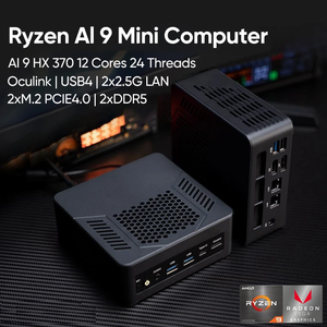 Ryzen AI 9 HX 370 365 PRO 360 ゲーミングミニPC Oculink AMD USB4 2x2.5G LAN 2xPCIe4 オフィスデスクトップ 8K対応 マイクロゲーマーコンピューター WiFi6E - Product Image 4