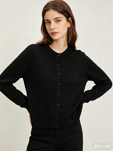 Cardigan noir à col rond et simple boutonnage pour femme, style coréen, Marks & <span class=keywords><strong>Spencer</strong></span>, fermeture boutonnée sur le devant, taille UK 18 (EU 46) - Product Image 5