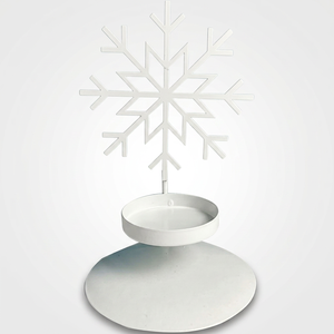Portavelas Navideño Moderno de Metal con Diseño de Copo de Nieve, Ecológico, Personalizable, Duradero, Blanco, para Uso en Interiores y Exteriores - Product Image 1