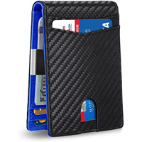 Portefeuille porte-cartes en cuir véritable avec blocage RFID pour hommes, avec pince à billets