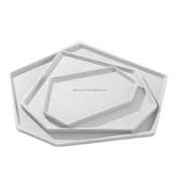 Ensemble de 3 plateaux de rangement en béton de style industriel, forme géométrique irrégulière, pour bougies et bijoux, couleur et logo personnalisables