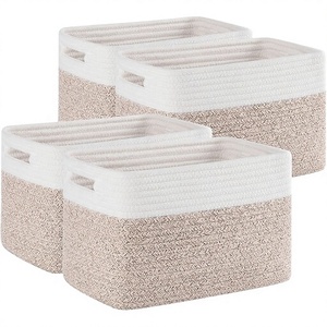 OIAHOMY Paquete de 4 Cestas de Almacenamiento Rectangulares de Cuerda de Algodón Ecológicas - Product Image 3