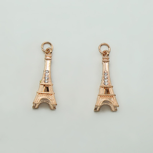 Torre Eiffel <span class=keywords><strong>Real</strong></span> chapado en oro rosa de 14K del encanto de la joyería de DIY Fabricación de pulsera - Product Image 4