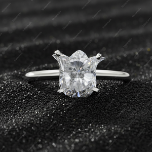 แหวนเพชรทรงทิวลิปแท้ เกรด DEF VVS VS เพชรเลี้ยงในห้องปฏิบัติการ รับรองโดย GIA IGI ชุบทองคำแท้ 925 เงินสเตอร์ลิง แหวนหมั้นแบบโซลิแตร์ ของขวัญ - Product Image 1