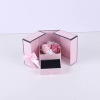 Boîte à bijoux double porte Fleur Éternelle pour la Saint-Valentin, Coffret cadeau Rose pour Rouge à Lèvres, Collier et Ornements