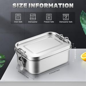 304 Stainless Steel Bento <b>Box</b> for Kids 2 <b>Compartments</b> Leakproof Dishwasher Safe BPA Free Food Grade Stackable Microwave Safe - Product Image 2