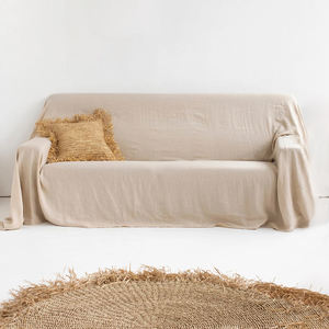 Capa de Sofá Premium para 3 Lugares em Algodão Lavado com Mistura de Linho, Capa para Sofá Seccional - Product Image 1