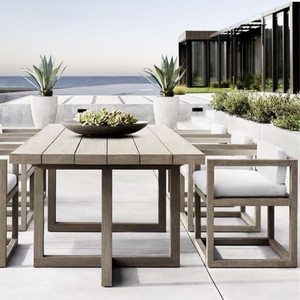 Tavolo e sedia all'aperto in teak villa balcone terrazza tavolo lungo di fascia alta all'aperto per il tempo libero <span class=keywords><strong>giardino</strong></span> conservante legno set di mobili - Product Image 6