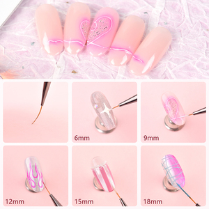 Lot de 5 pinceaux à ongles en métal ultra fins pour nail art, liner, gel, dessin et manucure - Product Image 6