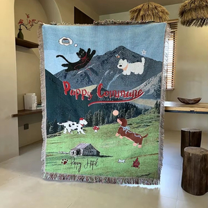 Chất lượng cao Jacquard sofa ném chăn tinh tế trang trí nội thất món quà tấm thảm với phim hoạt hình đơn giản và mô hình động vật - Product Image 3