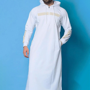 Tuta da uomo araba con cerniera e cappuccio, felpa lunga, abbigliamento islamico casual per lo sport - Product Image 1