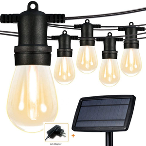 Guirlandes solaires d'extérieur, ampoules LED Edison 2700K blanc chaud, étanches IP65 avec panneau solaire, installation facile - Product Image 5