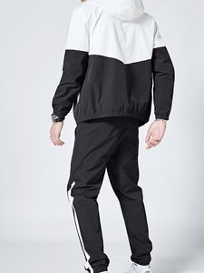 ชุดเสื้อแจ็คเก็ตและกางเกงกีฬาผู้ชายสไตล์สปอร์ต ผลิตจากผ้าสแปนเด็กซ์/คอตตอน แห้งเร็ว พิมพ์ลายดิจิทัล พร้อมผ้าถัก - Product Image 4