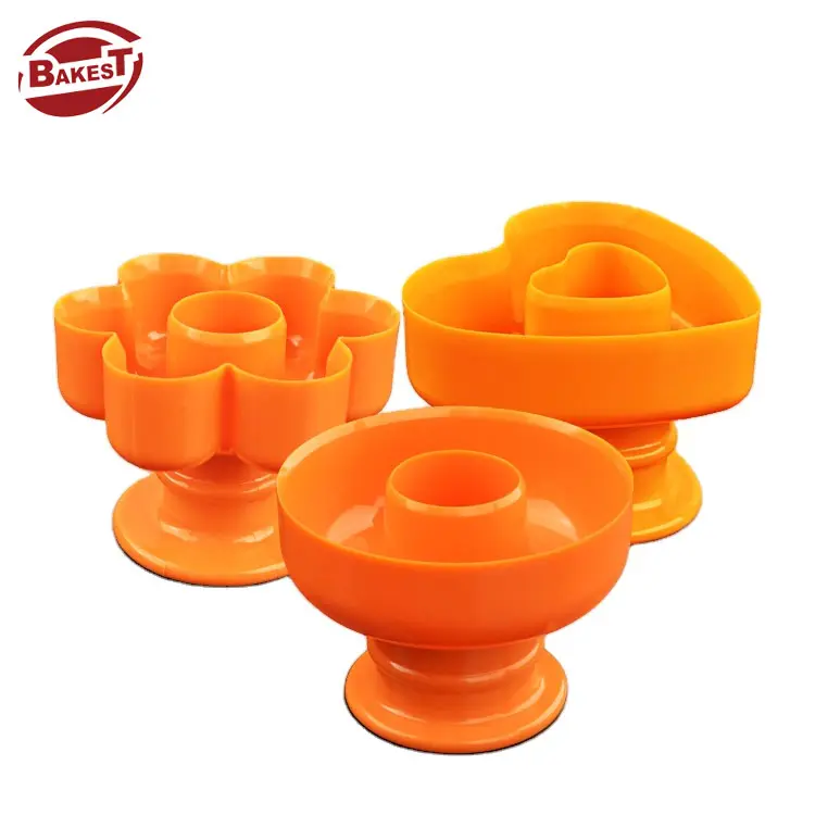 Bakest Non Stick Round Flower Orange Abs Plastic Flowers Heart Donut Cutter Mold