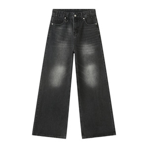 Özel klasik Retro Minimalist düz bacak geniş bacak rahat Hip-hop eğilim yüksek kalite düz Baggy kargo kot