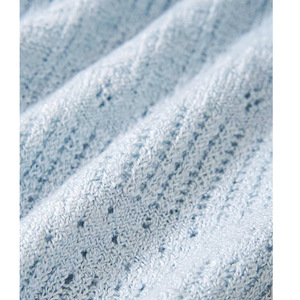 Cardigan en tricot ajouré bleu ciel pour femme, col en V, en coton fin, coupe ajustée, vêtement d'extérieur - Product Image 4