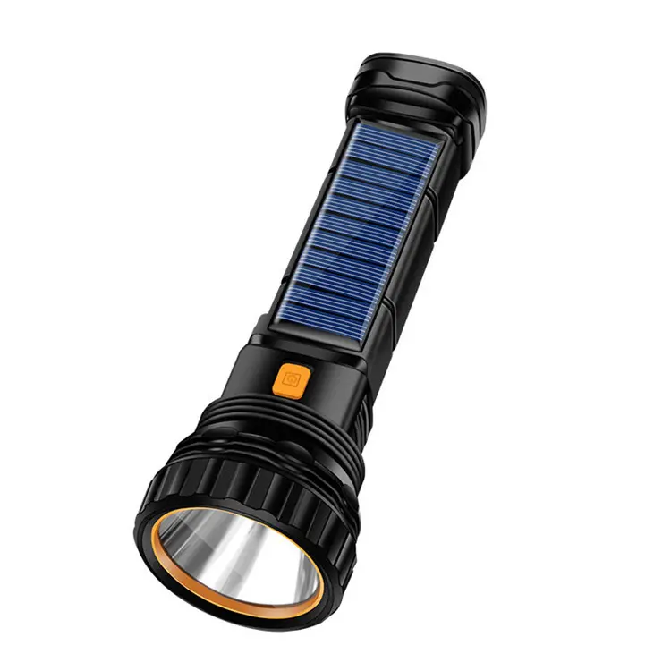 Wholesale Solar Rechargeable Flashlight USB Strong Light Highlight Tactical Flashlights Torch Outdoor Portable LED Camp Light