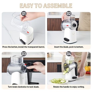 <span class=keywords><strong>Râpe</strong></span> <span class=keywords><strong>à</strong></span> fromage manuelle rotative avec 4 lames interchangeables en acier inoxydable, base <span class=keywords><strong>à</strong></span> ventouse, trancheuse et déchiqueteuse de <span class=keywords><strong>légumes</strong></span> pour la cuisine (pour pommes de terre) - Product Image 3