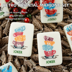 Tuiles de Mahjong Rétro Orientales Senluohua Dessinées à la Main, Classiques, Motif Bambou et Animaux Féériques, Ivoire, Résistantes à l'Eau, en Plastique Personnalisé - Product Image 2