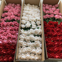 E-715 Neuheiten Handgefertigte Realistische Samt-Kunstrose Einzelner Blumenstiel für Muttertag & Weihnachten