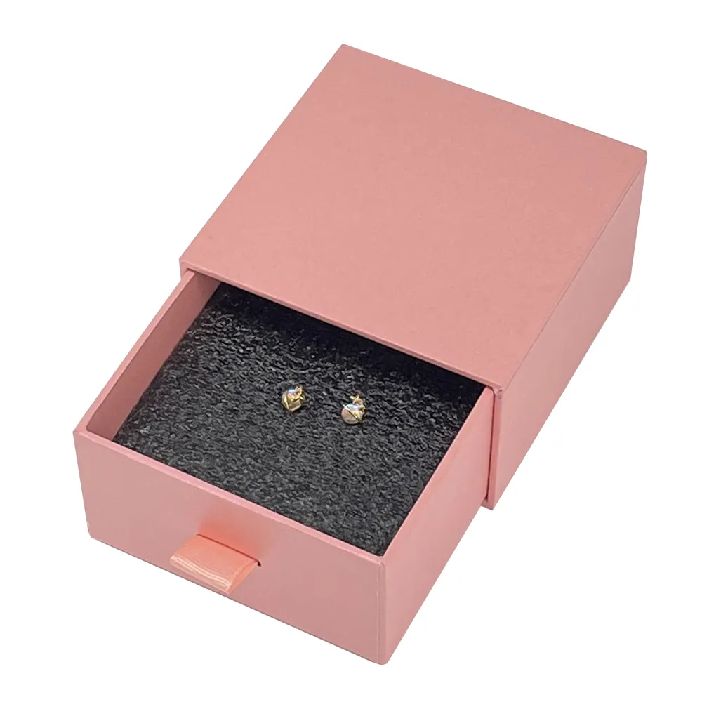 Piccola maniglia a nastro prezzo di fabbrica Logo personalizzato stampato dissimilarità rosa bianco nero collana di lusso orecchino scatola cassetto dei gioielli