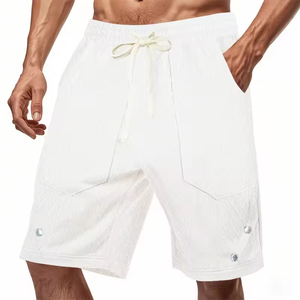 American summer men's casual <b>shorts</b> heavy loose breathable jacquard simple casual five-point pants - Product Image 1
