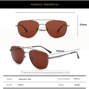 Sunray Amber Brown Red Gradient HD Anti Glare Round Gold Metal Lightweight Unisex TAC UV400 Polarized <b>Sunglasses</b> for Men - Product Image 4