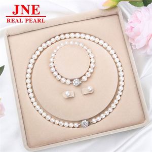 Kalung Mutiara Alami Manik-manik Bulat Putih dengan Gesper Bor Kalung Mutiara Putih Hadiah Hari Ibu untuk Lansia - Product Image 1