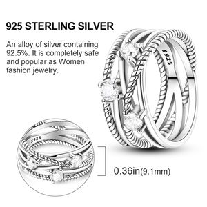   Bagues en argent plaqué brillant entrelacées pour fiançailles, <span class=keywords><strong>mariage</strong></span>, anniversaire, fête ou cadeau - Product Image 3