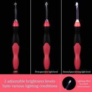 Ganchos <span class=keywords><strong>de</strong></span> <span class=keywords><strong>Crochet</strong></span> <span class=keywords><strong>con</strong></span> <span class=keywords><strong>Luz</strong></span> <span class=keywords><strong>LED</strong></span> Recargables por USB, Personalizables, <span class=keywords><strong>de</strong></span> 2.5-8.0 mm, Cabezas Intercambiables, Mangos Ergonómicos, Kit Completo <span class=keywords><strong>de</strong></span> Costura - Product Image 4