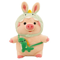 Peluche de cochon en velours de vison de qualité supérieure de 30-50 cm avec oreilles de lapin et sac dinosaure - Cadeau animal en peluche doux pour enfants