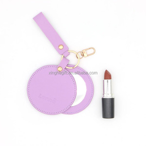 Portable Pedant PU <strong>Leather</strong> Custom Cosmetic <strong>Mirror</strong> Make up Custom Debossed logo - Product Image 1